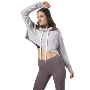 Bluza Z Kapturem Damskie Reebok Dance Crop Lawenda PL 81NHWSK